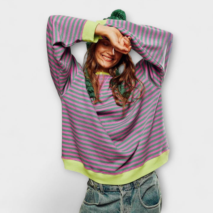 Marie - Pull oversized à rayures lilas