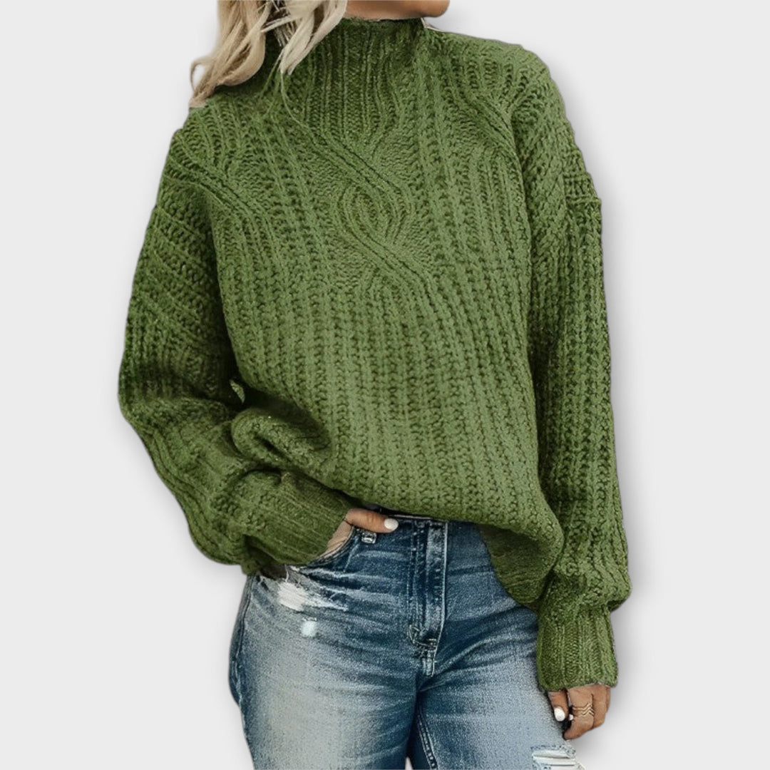 Hélène - Pull noir douillet avec motif en relief