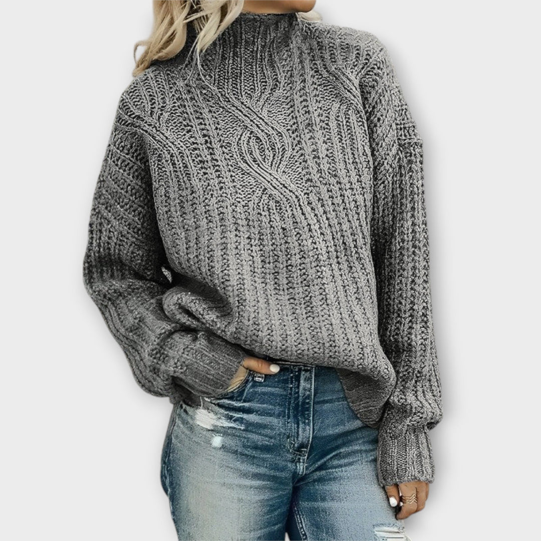 Hélène - Pull noir douillet avec motif en relief