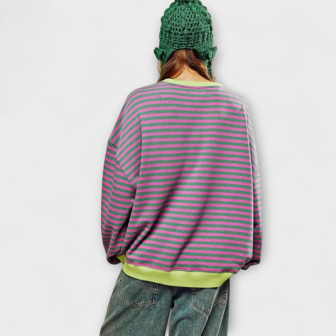 Marie - Pull oversized à rayures lilas
