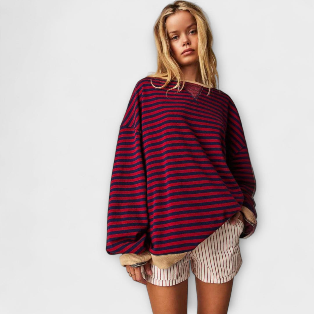 Marie - Pull oversized à rayures lilas