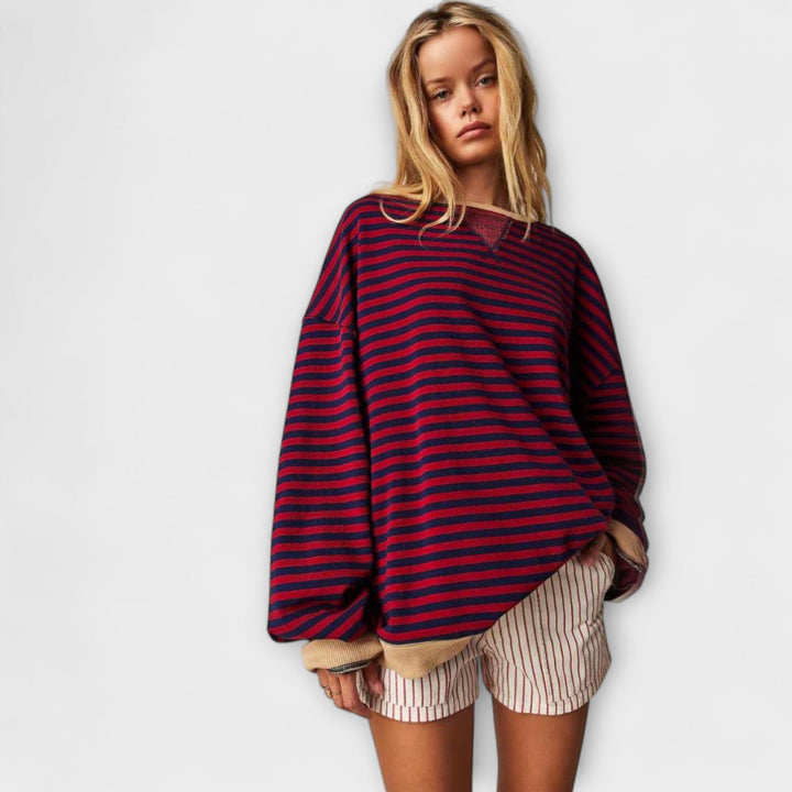 Marie - Pull oversized à rayures lilas