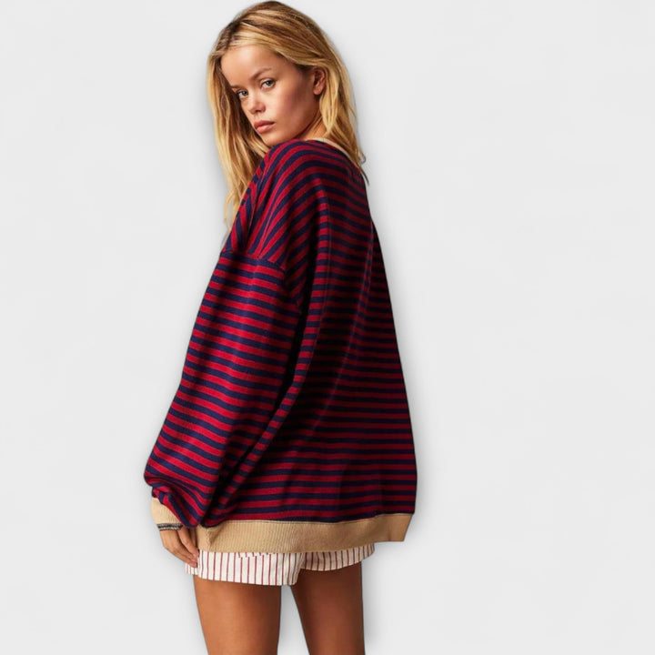 Marie - Pull oversized à rayures lilas