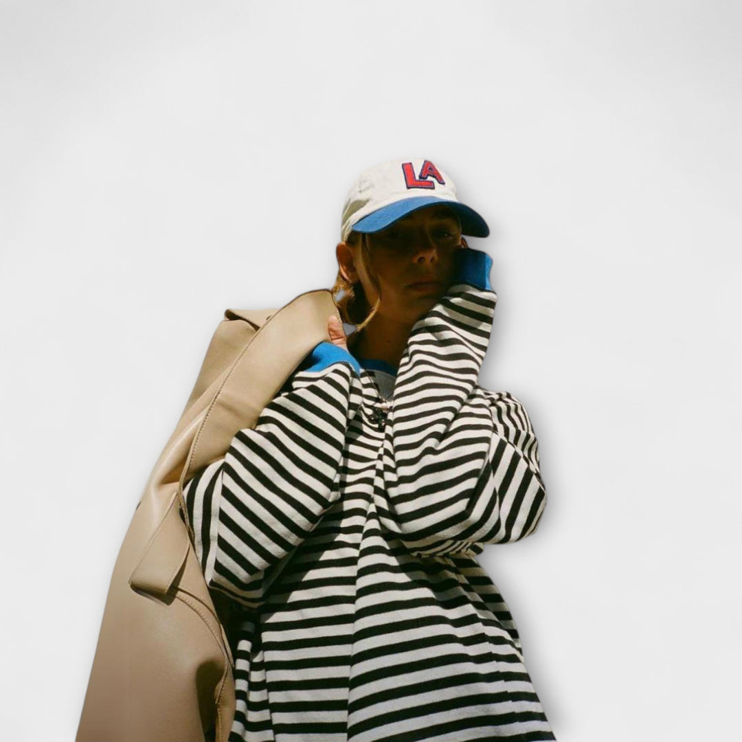 Marie - Pull oversized à rayures lilas