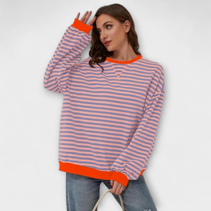 Marie - Pull oversized à rayures lilas