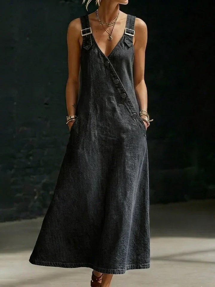 Lalie | Robe longue en denim boutonnée