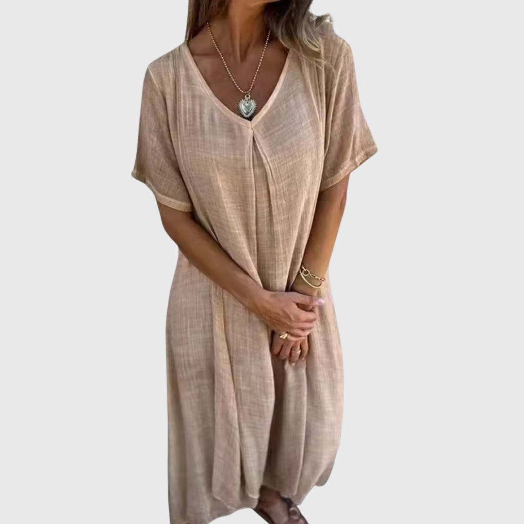 Fiona | Robe V-Décolleté Légère et Élégante