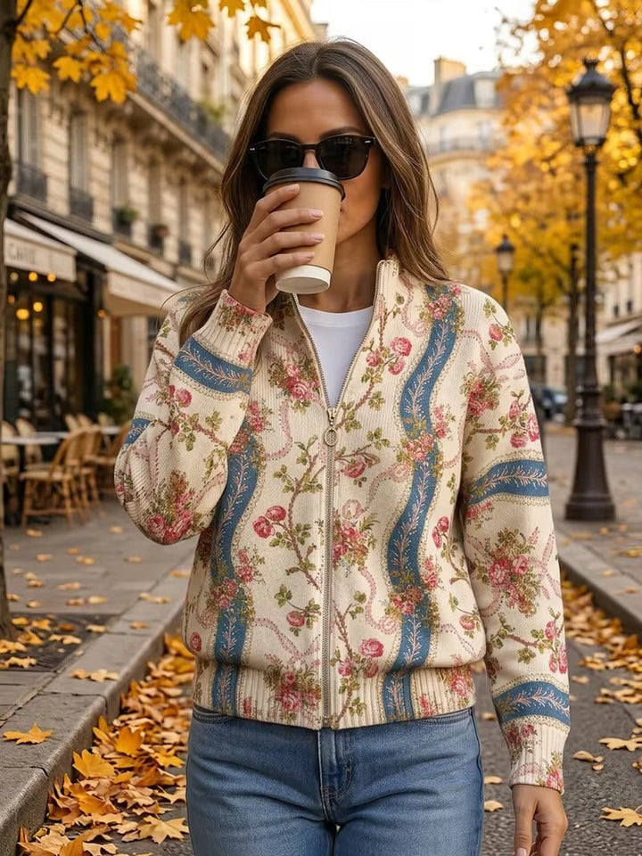 Eulalie - Cardigan à ruban en rose grimpant