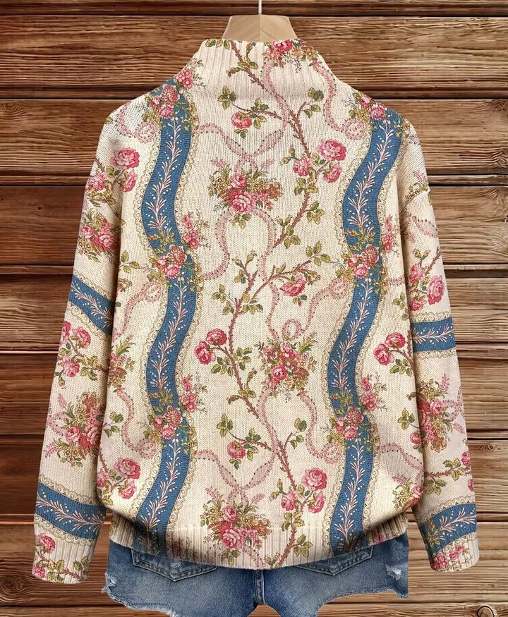 Eulalie - Cardigan à ruban en rose grimpant