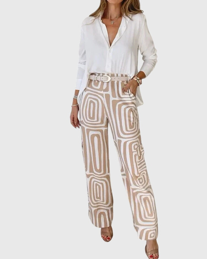 Emilia | Pantalons Élégants + Blouse & Ceinture Offertes