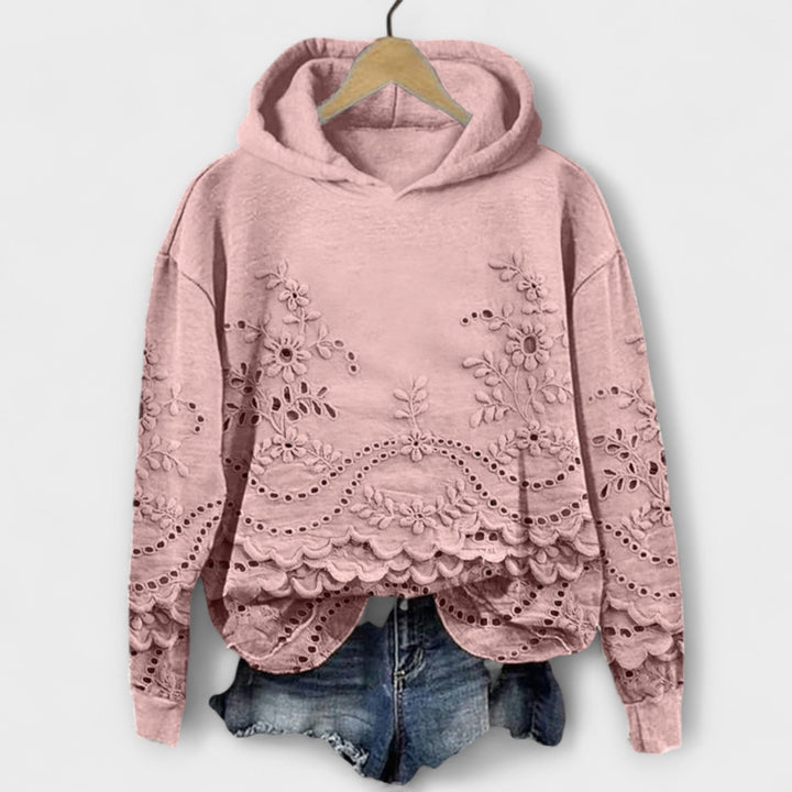 Grâce - Hoodie Vintage Lila avec Imprimé Floral
