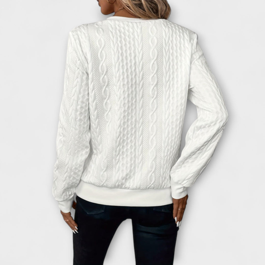 Joëlle - Pull en tricot élégant blanc avec motif en relief