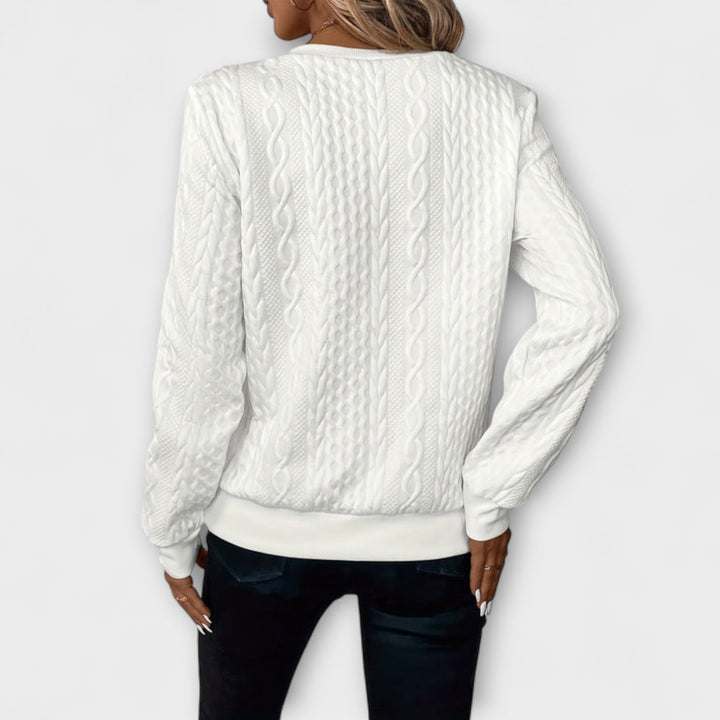 Joëlle - Pull en tricot élégant blanc avec motif en relief