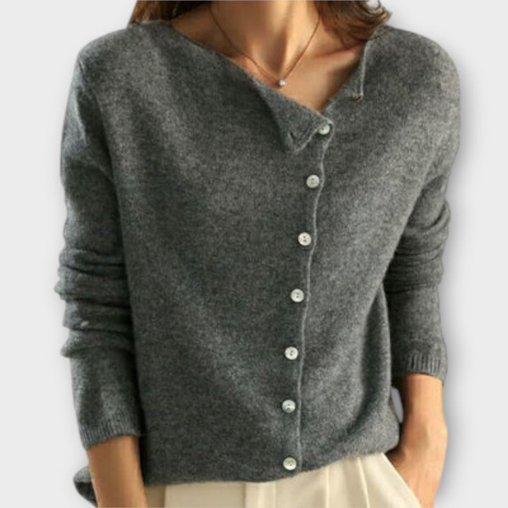 Pauline - Cardigan gris confortable avec boutons