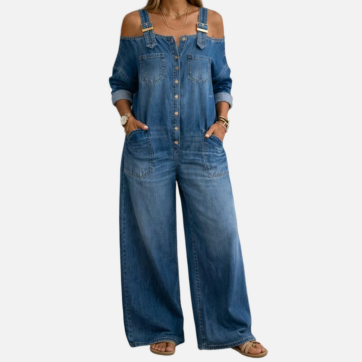 Sophie - Combinaison en Denim avec Épaules Dévoilées