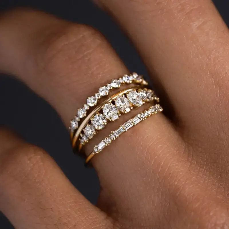 Ensemble de Bagues en Zirconia Vintage Élégant