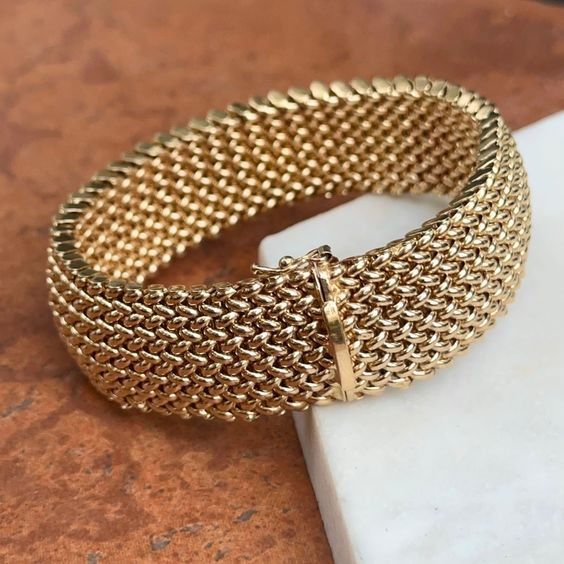 Bracelet en Maille Dorée Vintage