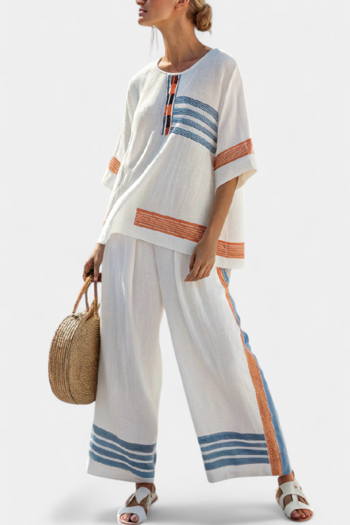 Valérie | Ensemble ethnique Margo Blanc Bleu Orange