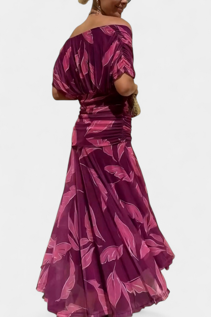 Magda - Robe longue fleurie avec décolleté en V
