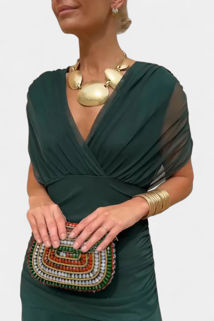 Magda - Robe longue fleurie avec décolleté en V