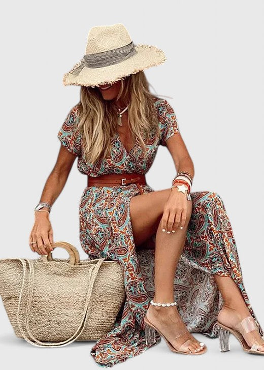 Caroline | Robe Maxi Boho Élégante