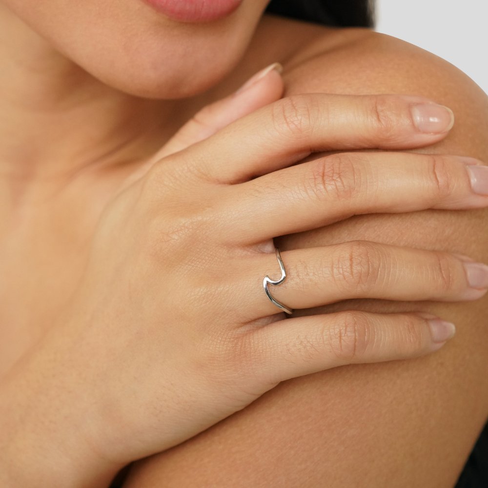 Bague Ondulée en Argent Imari