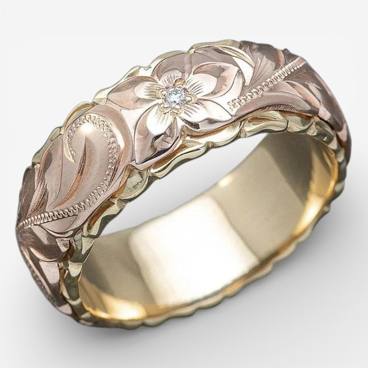 Bague en Or avec Fleur Rose Vintage