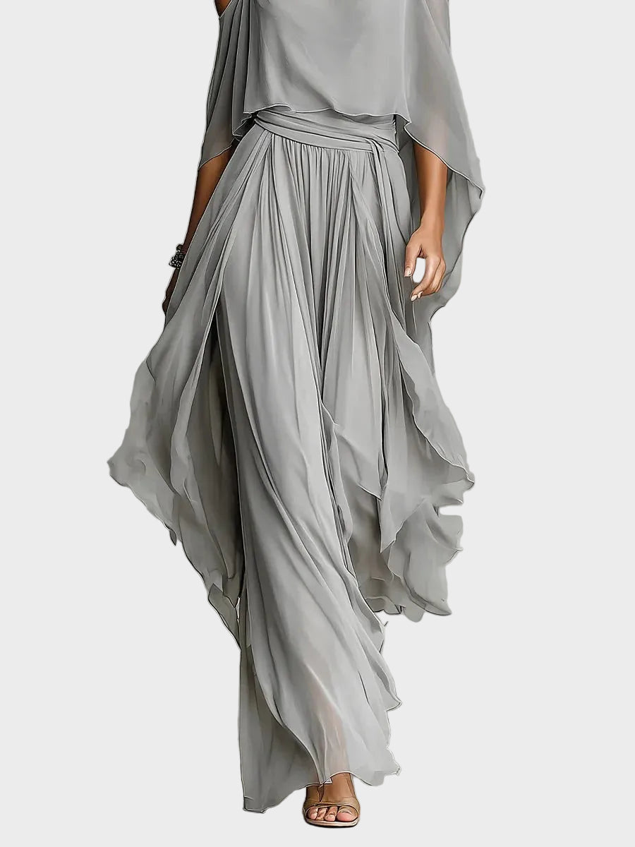 Suzanne - Ensemble gris avec top à bretelles et pantalons légers