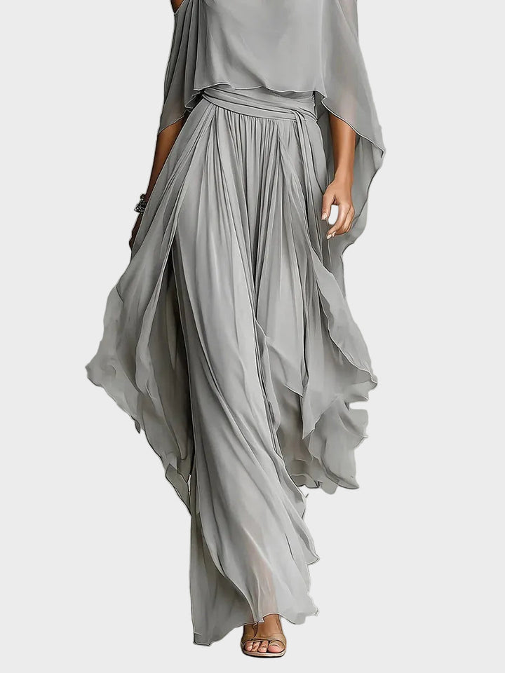 Suzanne - Ensemble gris avec top à bretelles et pantalons légers