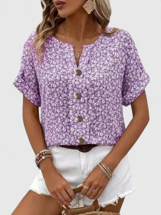 Coralie | Haut Floral Élégant d'Été