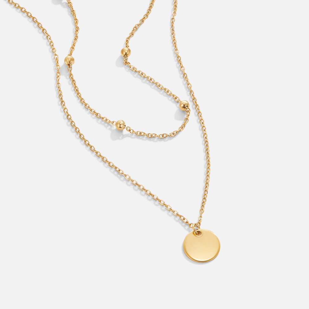 Anne-Léna – Collier double chaîne en or avec pendentif