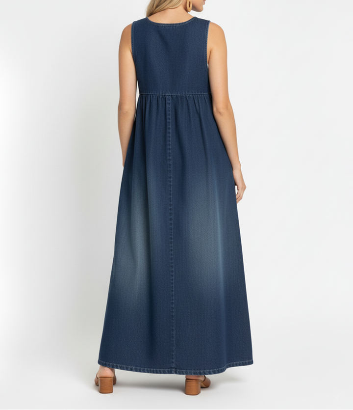 Capucine | Robe maxi en denim lavé vintage