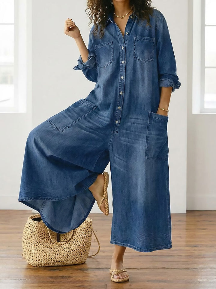 Anaïs | Combinaison en denim vintage à boutons