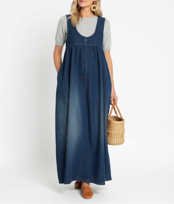 Capucine | Robe maxi en denim lavé vintage