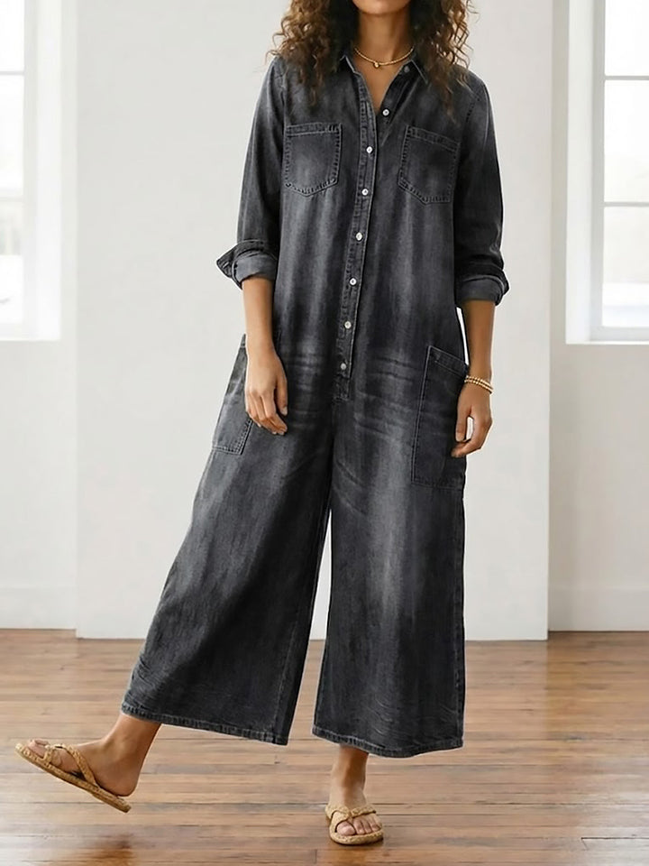 Anaïs | Combinaison en denim vintage à boutons