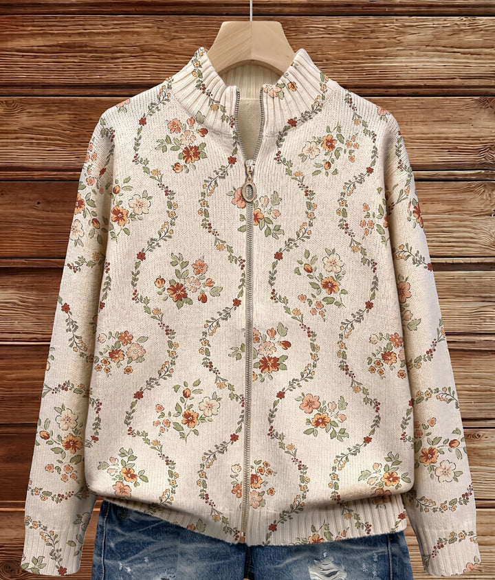 Marine - Motif floral délicat sur crème