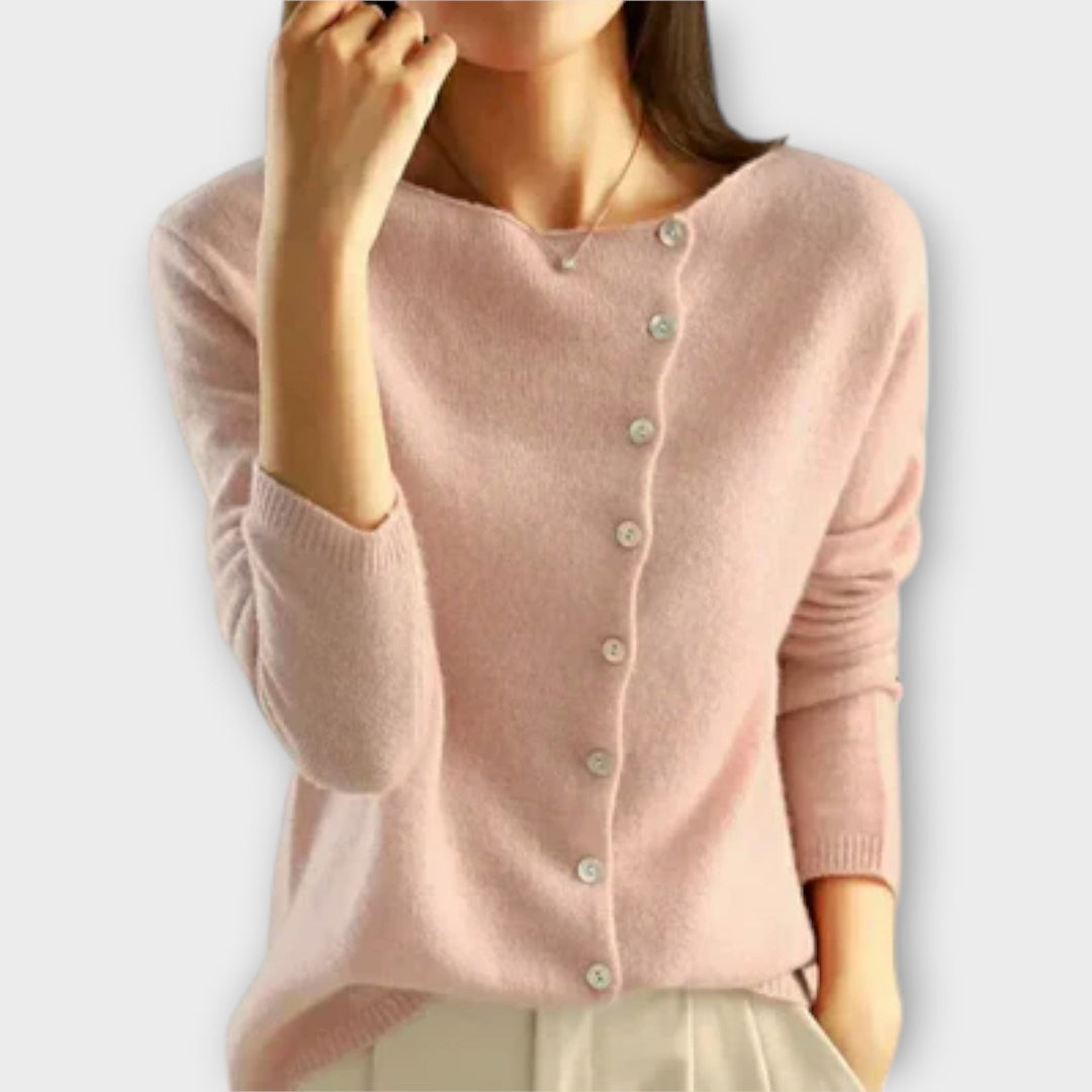 Pauline - Cardigan gris confortable avec boutons