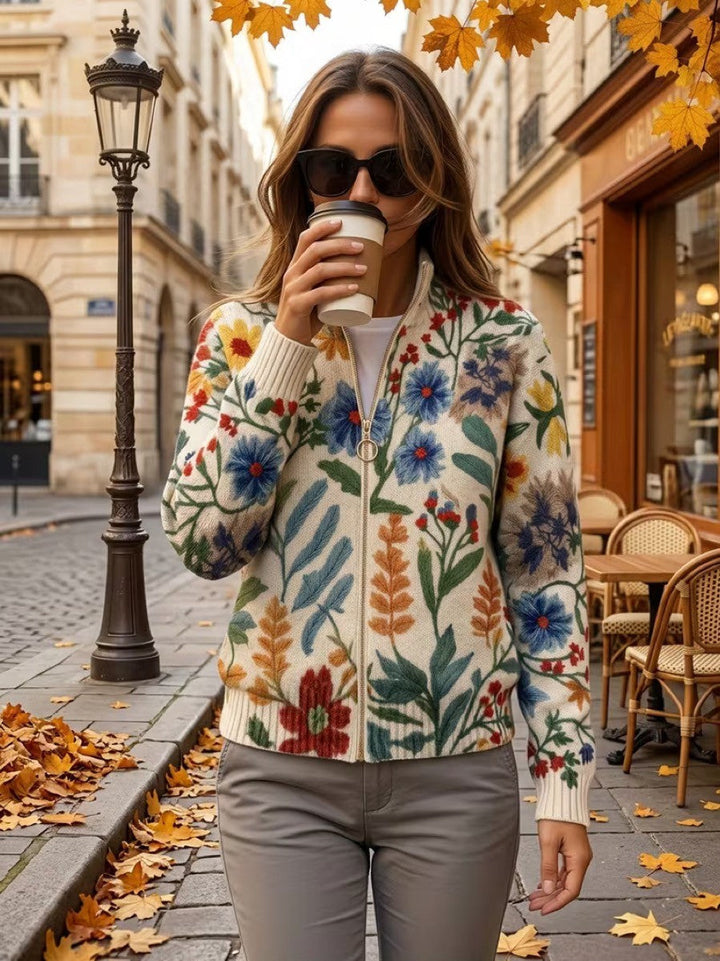 Théa - Cardigan Floral à Zip de Jardin Botanique