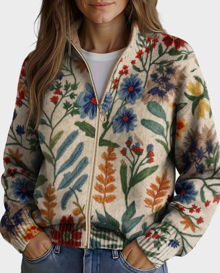 Théa - Cardigan Floral à Zip de Jardin Botanique