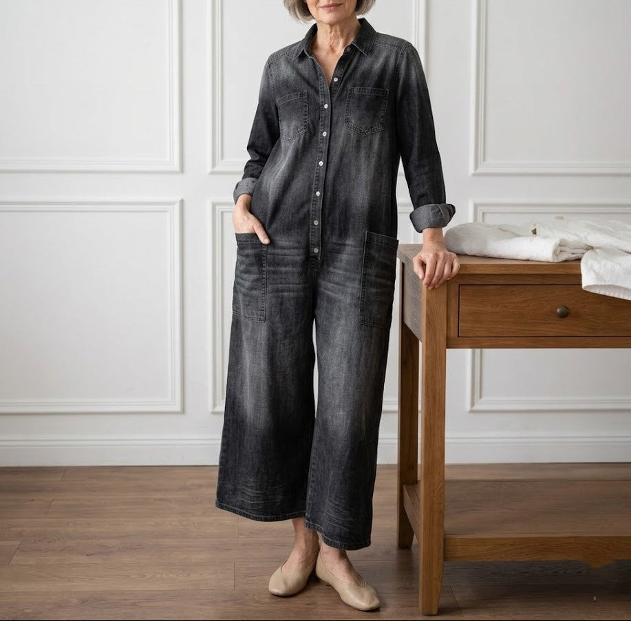 Anaïs | Combinaison en denim vintage à boutons
